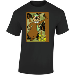 Yogi Bear Boo Boo Cartoon Retro Graphic Unisex Soft Cotton Black T Shirt