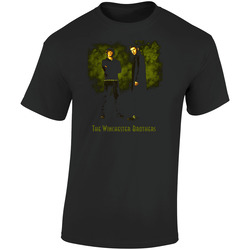 Supernatural Sam Dean Winchester Brothers Retro Graphic Unisex Soft Cotton Black T Shirt