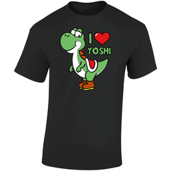 I Love Yoshi Super Mario Bros Nest Retro Graphic Unisex Soft Cotton Black T Shirt
