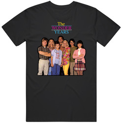 The Wonder Years Vintage Cast Shot Fred Savage Retro Graphic Unisex Cotton Black T Shirt