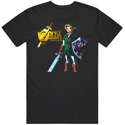 The Legend Of Zelda Ocarina Of Time Retro Graphic Unisex Cotton Black T Shirt