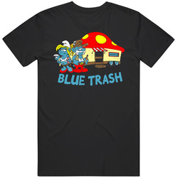 Blue Trash Funny Smurfs Retro Graphic Unisex Cotton Black T Shirt
