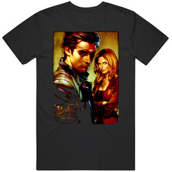 Xander And Buffy Retro Graphic Unisex Cotton Black T Shirt