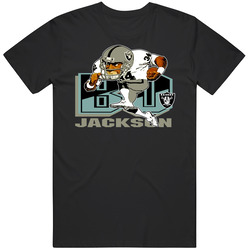 Bo Jackson Retro Football Caricature Retro Graphic Unisex Cotton Black T Shirt