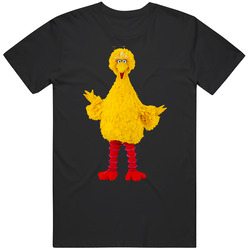 Tall Big Bird Sesame Street Retro Graphic Unisex Cotton Black T Shirt