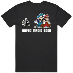 Super Mario Bros Retro Graphic Unisex Cotton Black T Shirt