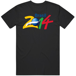World Cup Brazil 2014 Retro Graphic Unisex Cotton Black T Shirt