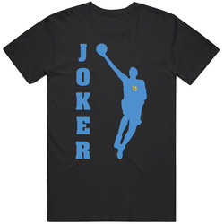Nikola Jokic Joker Scoring Silhouette Denver Basketball Fan Retro Graphic Unisex Cotton Black T Shirt