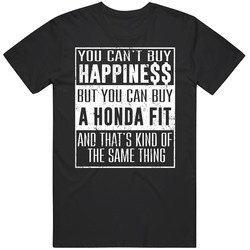 You Can't Buy Happiness Honda Fit Heart Car Lover Retro Graphic Unisex Cotton Black T Shirt