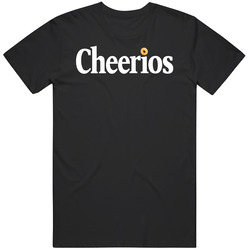 Cheerios Logo Popular Cereal Brand Food Retro Graphic Unisex Cotton Black T Shirt