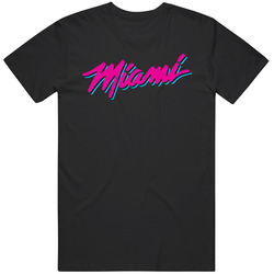 Miami Heat Retro Vice City Nba Basketball Team Fan Basketball Lovers Birthday Gift Black Retro Graphic Unisex Cotton Black T Shirt