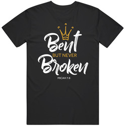Bent But Never Broken (white) Retro Graphic Unisex Cotton Black T Shirt