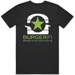 Burgerfi Restaurant And Bar Logo Cool Retro Graphic Unisex Cotton Black T Shirt