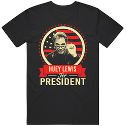 Huey Lewis For President Retro Graphic Unisex Cotton Black T Shirt