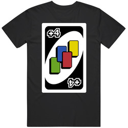 Wild Draw Four 4 Uno Card Game Fan Halloween Fancy Dress Retro Graphic Unisex Cotton Black T Shirt
