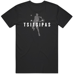 Stefanos Tsitsipas Air Tennis Player Parody Greece Athlete Fan Retro Graphic Unisex Cotton Black T Shirt