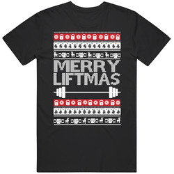 Merry Liftmas Retro Graphic Unisex Cotton Black T Shirt