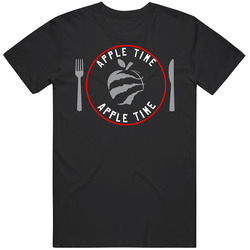 Kawhi Leonard Apple Time Toronto Basketball Fan Retro Graphic Unisex Cotton Black T Shirt