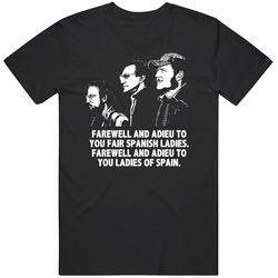 Jaws Brody Quinte And Hooper Farewell And Adieu Movie Quotes Retro Graphic Unisex Cotton Black T Shirt