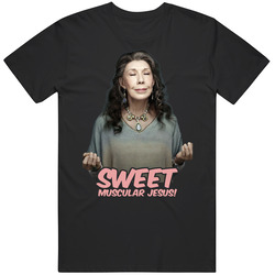 Frankie Bergstein Grace Sweet Muscular Jesus Funny Retro Graphic Unisex Cotton Black T Shirt