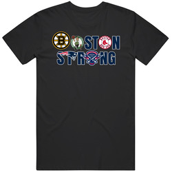 Boston Strong Sports Team Logo Mashup Sports Fan Crewneck Sweatshirt Retro Graphic Unisex Cotton Black T Shirt