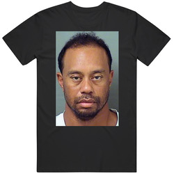 Toger Woods Mugshot Dui Arrested Golfer Celebrity Sports Retro Graphic Unisex Cotton Black T Shirt