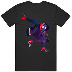 Spiderman Into The Spider-verse Spiderman In Hoody Marvel Fan Retro Graphic Unisex Cotton Black T Shirt
