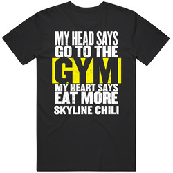 My Heart Says Eat More Skyline Chili Funny Food Gym Retro Graphic Unisex Cotton Black T Shirt