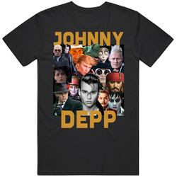 Johnny Depp Movies Mashup Hollywood Actor Fan Retro Graphic Unisex Cotton Black T Shirt