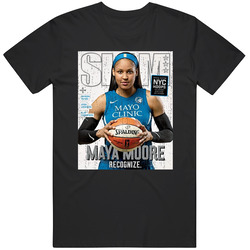 Slam Magazine Issue 217 Maya Moore Popular Basketball Magazine Grunge Look Retro Graphic Unisex Cotton Black T Shirt