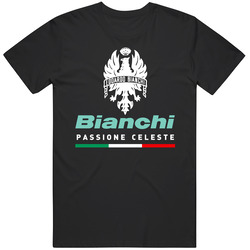 New Vintage Bianchi Passione Celeste Bicycle Logo Retro Graphic Unisex Cotton Black T Shirt