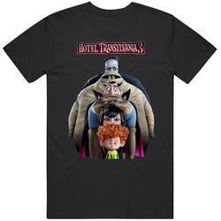Hotel Transylvania 3 Cartoon Movie Retro Graphic Unisex Cotton Black T Shirt