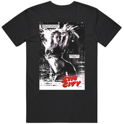 Jessica Alba Devon Aoki 2005 Sin City Cool Movie  Fan Retro Graphic Unisex Cotton Black T Shirt