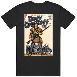 Davy Crockett Frontier Fighter Retro Graphic Unisex Cotton Black T Shirt