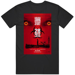 28 Days Later Cool Horror Cult Classic Movie  Fan Retro Graphic Unisex Cotton Black T Shirt
