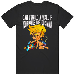 Can't Build A Wall If Hands Are Too Small Funny Vicente Fox Retro Graphic Unisex Cotton Black T Shirt