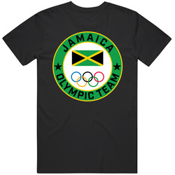 Jamaica Winter Olympic Team Pyeongchang 2018 Round Logo Retro Graphic Unisex Cotton Black T Shirt