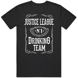 Justice League Drinking Team Retro Graphic Unisex Cotton Black T Shirt