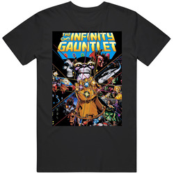 Avengers Comic The Infinity Gauntlet Retro Graphic Unisex Cotton Black T Shirt