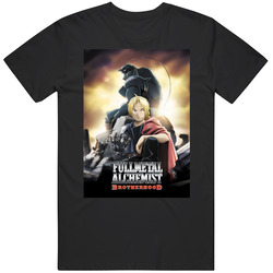 Fullmetal Alchemist Brotherhood Anime Tv Show  Cool Fan Retro Graphic Unisex Cotton Black T Shirt