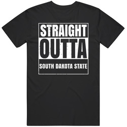 South Dakota State Sd University College Straight Outta Graduation Parody Fan Retro Graphic Unisex Cotton Black T Shirt