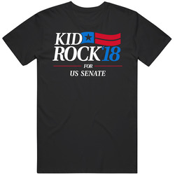 Kid Rock For United States Senate 2018 Vote Political Retro Graphic Unisex Cotton Black T Shirt