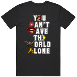 Justice League 2017 You Can't Save The World Alone Retro Graphic Unisex Cotton Black T Shirt