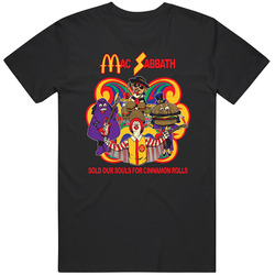 Food Team Mac Sabbath Funny Cool Retro Graphic Unisex Cotton Black T Shirt