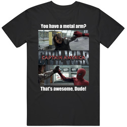 Captain Amercia Civil War Tom Holland Spider Man  Superhero Movie Comic Retro Graphic Unisex Cotton Black T Shirt