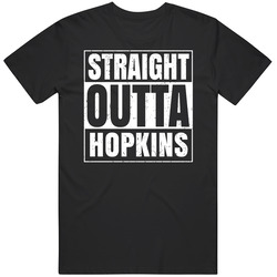 Straight Outta Hopkins High School Funny Graduation Parody Retro Graphic Unisex Cotton Black T Shirt