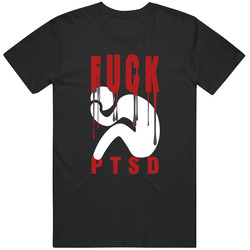 Fuck PTSD / Mental Illness Health - Awareness T-Shirt / Standard Fit Retro Graphic Unisex Cotton Black T Shirt