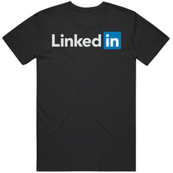 Linkedin Website Logo Black Retro Graphic Unisex Cotton Black T Shirt