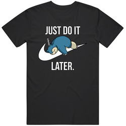 Just Do It Snorlack Retro Graphic Unisex Cotton Black T Shirt