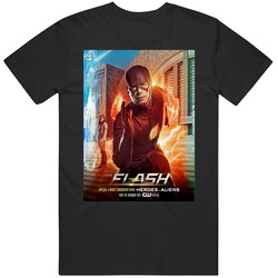 The Flash Invasion Superhero Crossover Comic Book Tv Show Retro Graphic Unisex Cotton Black T Shirt